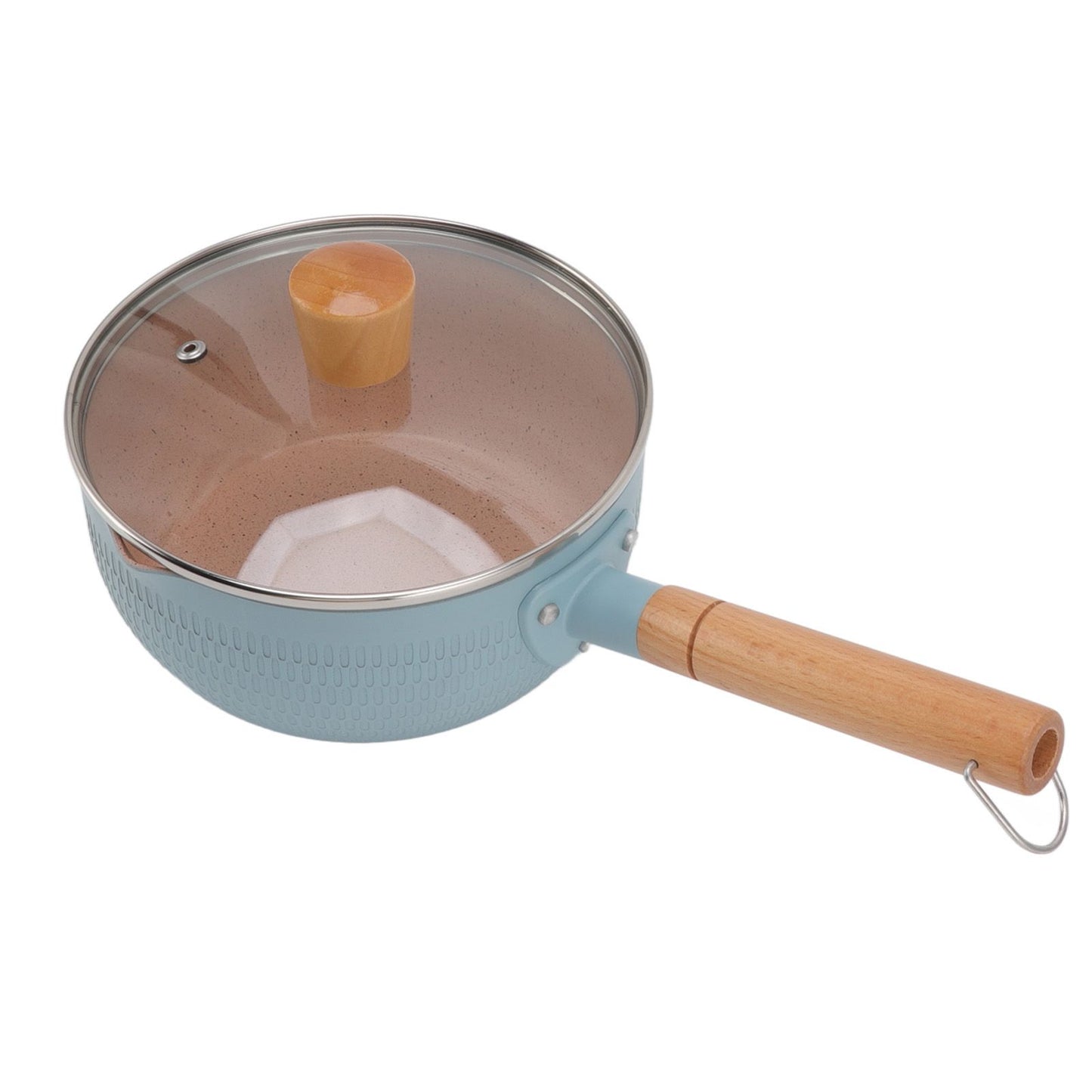 Sauce Pan Stick Proof Aluminum Alloy Multi Functional Milk Pot with Wooden Handle for Induction Gas Stove Blue V1294-YM0512-3118220271612