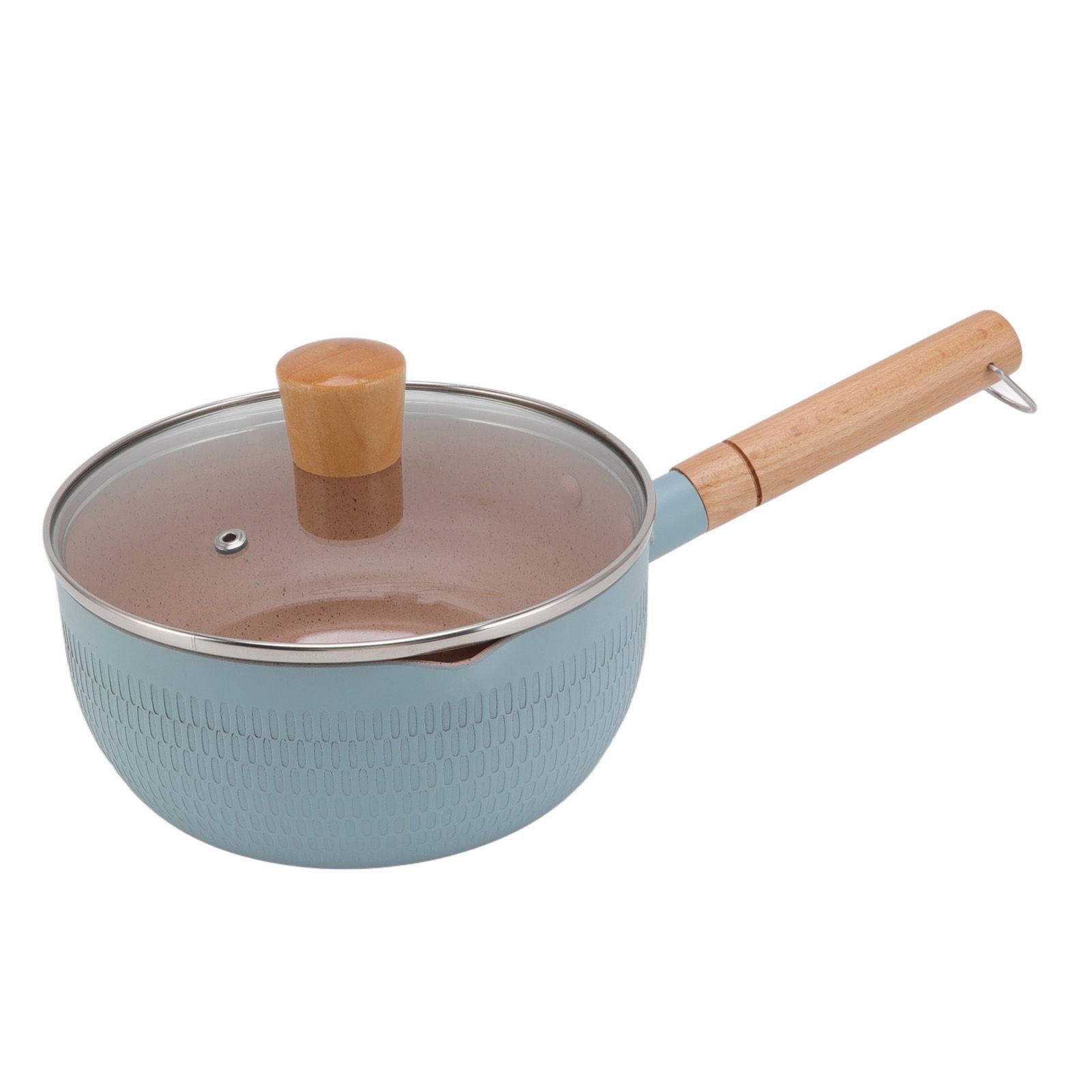 Sauce Pan Stick Proof Aluminum Alloy Multi Functional Milk Pot with Wooden Handle for Induction Gas Stove Blue V1294-YM0512-3118220271612