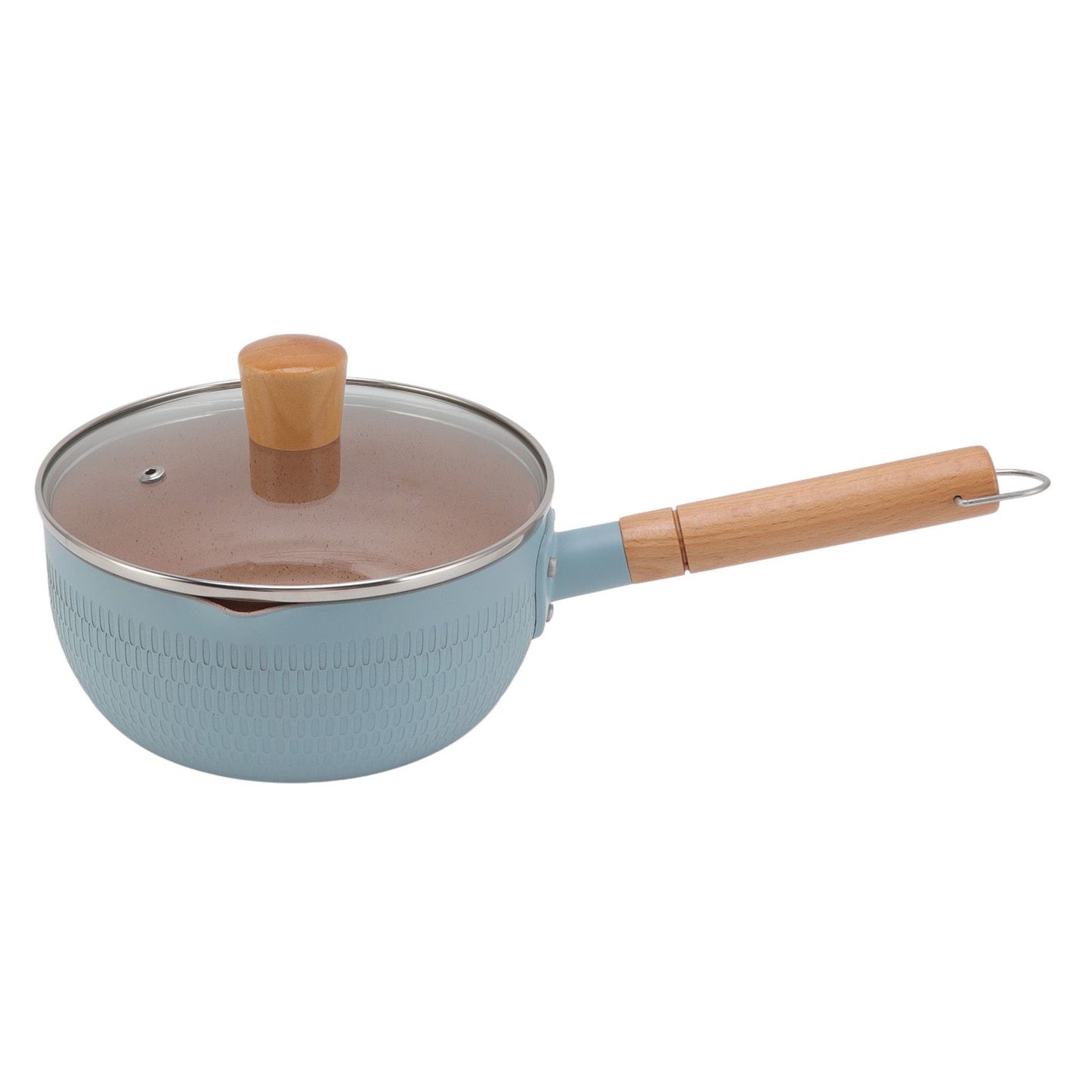Sauce Pan Stick Proof Aluminum Alloy Multi Functional Milk Pot with Wooden Handle for Induction Gas Stove Blue V1294-YM0512-3118220271612