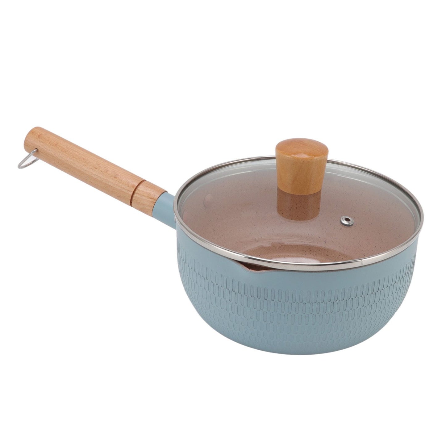 Sauce Pan Stick Proof Aluminum Alloy Multi Functional Milk Pot with Wooden Handle for Induction Gas Stove Blue V1294-YM0512-3118220271612