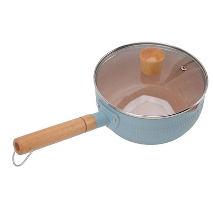 Sauce Pan Stick Proof Aluminum Alloy Multi Functional Milk Pot with Wooden Handle for Induction Gas Stove Blue V1294-YM0512-3118220271612