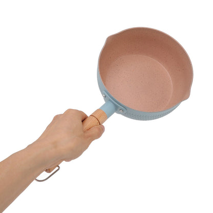 Sauce Pan Stick Proof Aluminum Alloy Multi Functional Milk Pot with Wooden Handle for Induction Gas Stove Blue V1294-YM0512-3118220271612