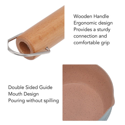 Sauce Pan Stick Proof Aluminum Alloy Multi Functional Milk Pot with Wooden Handle for Induction Gas Stove Blue V1294-YM0512-3118220271612