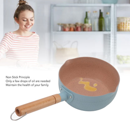 Sauce Pan Stick Proof Aluminum Alloy Multi Functional Milk Pot with Wooden Handle for Induction Gas Stove Blue V1294-YM0512-3118220271612