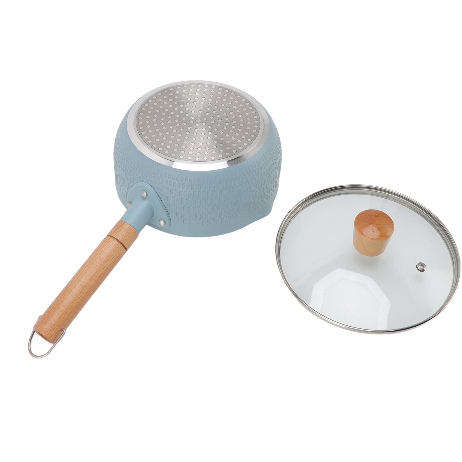 Sauce Pan Stick Proof Aluminum Alloy Multi Functional Milk Pot with Wooden Handle for Induction Gas Stove Blue V1294-YM0512-3118220271612
