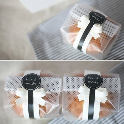 150Pcs Translucent Cookie Bags with Ribbons Stickers for Packaging Cake Chocolate Candy Snack Baked Goods V1294-YM0512-3118220272011