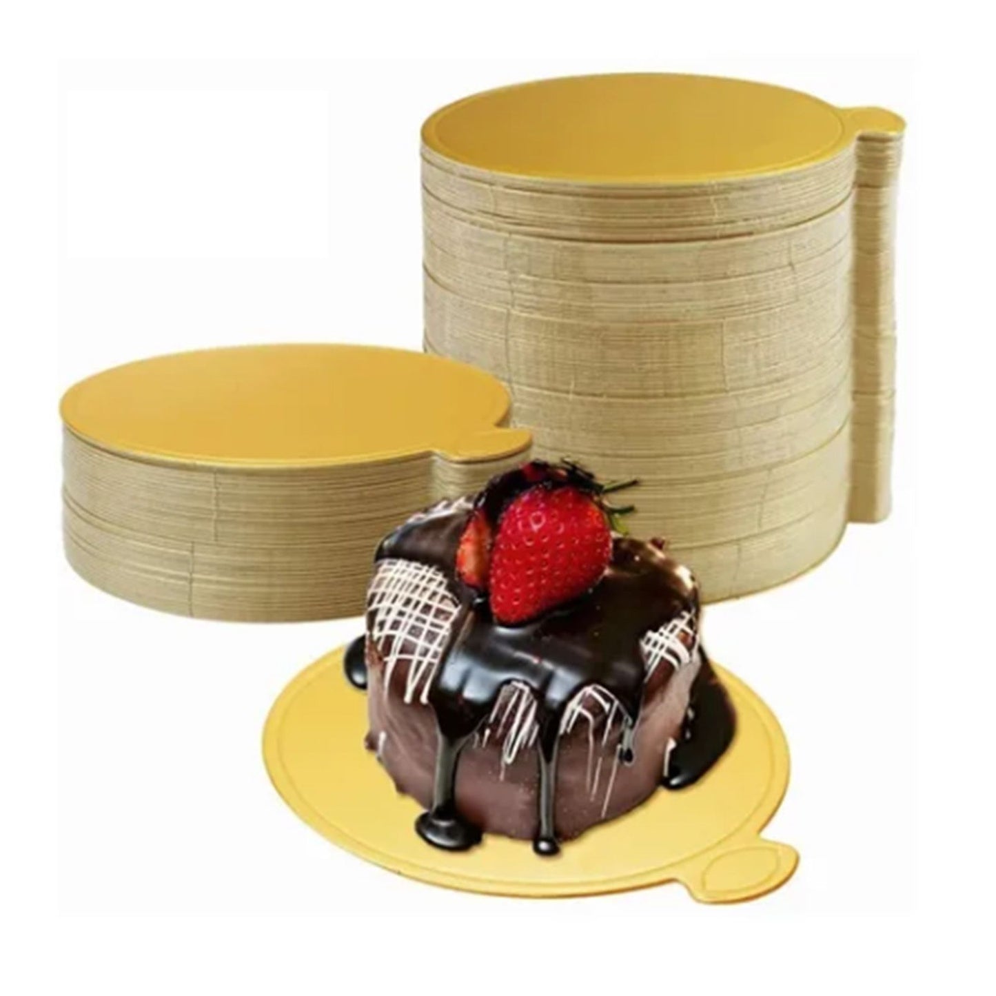 200Pcs Golden Cake Base Board 3.5in Round Cake Pad for Mini Cakes Muffins Cookies Mousse Brownies Cupcakes V1294-YM0512-3118220273011