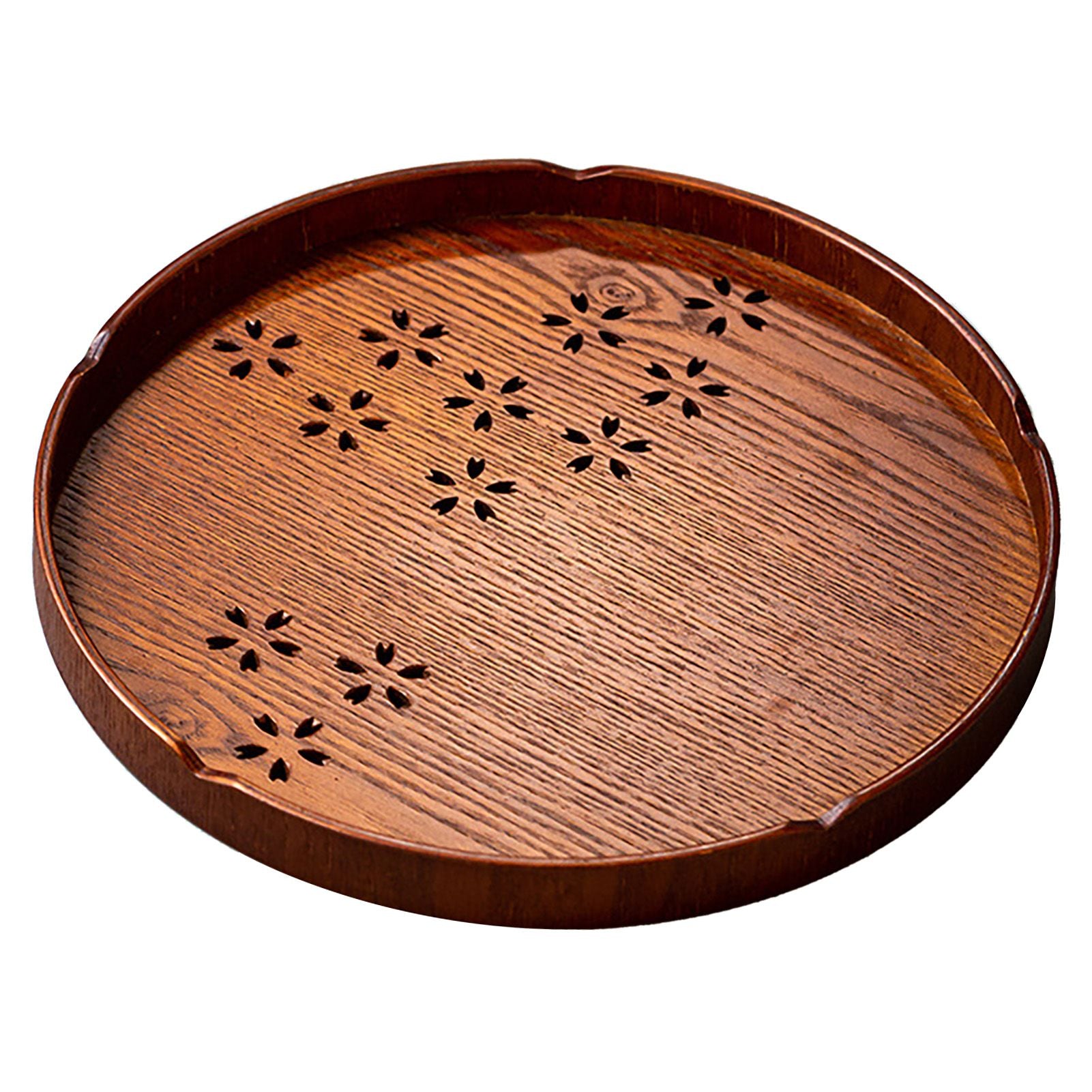 Tea Tray Cherry Blossom Pattern Wooden Tea Plate Green Tea Baking Serving Plate for Home Tea House Round V1294-YM0512-3118220274611