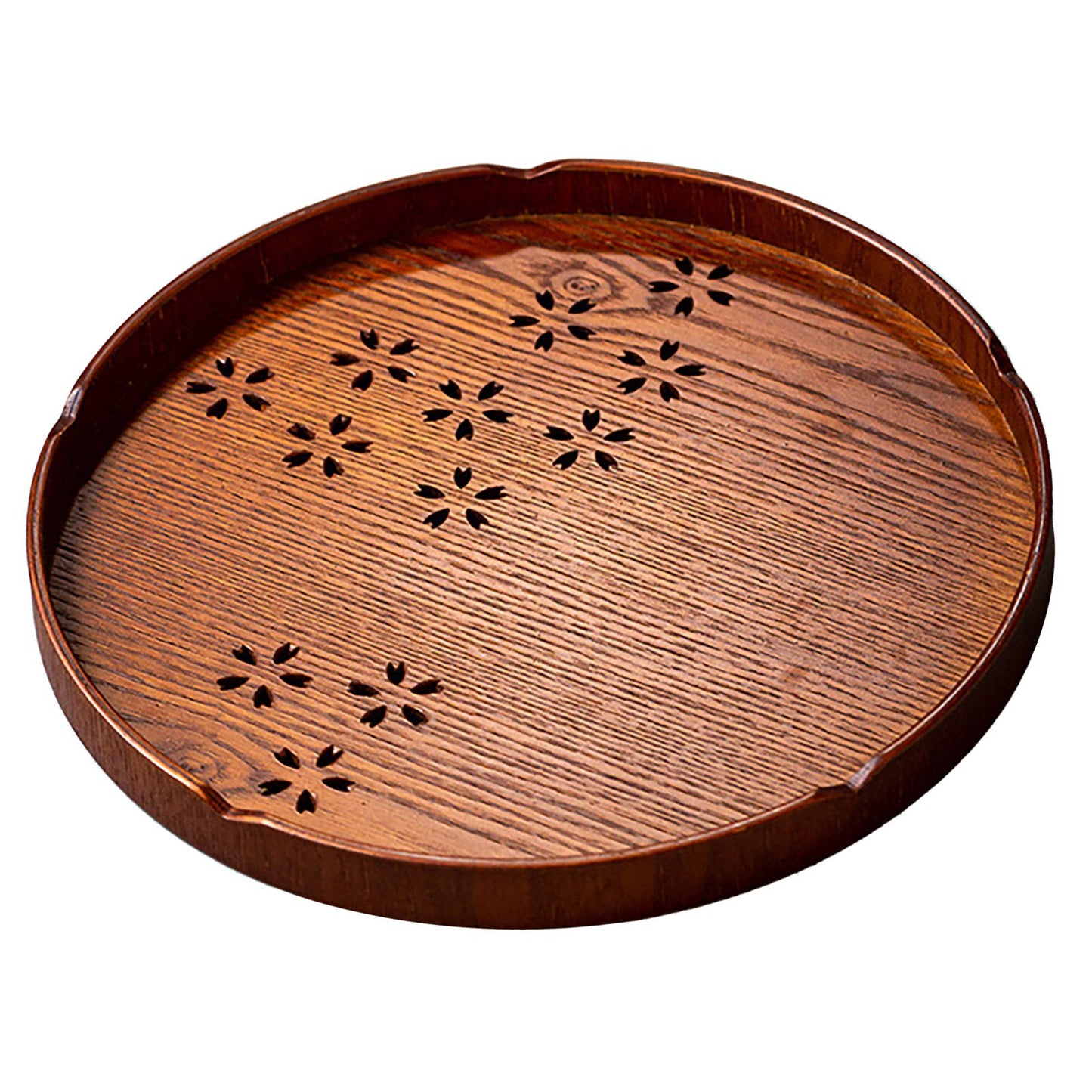 Tea Tray Cherry Blossom Pattern Wooden Tea Plate Green Tea Baking Serving Plate for Home Tea House Round V1294-YM0512-3118220274611