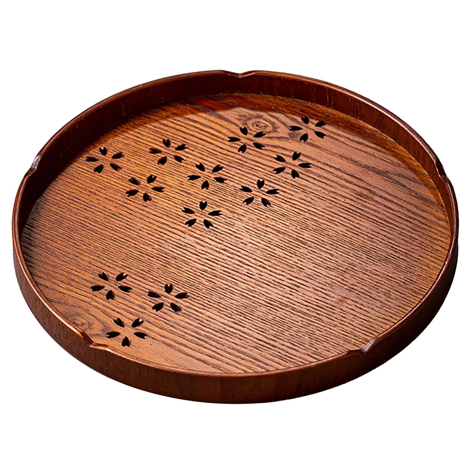 Tea Tray Cherry Blossom Pattern Wooden Tea Plate Green Tea Baking Serving Plate for Home Tea House Round V1294-YM0512-3118220274611
