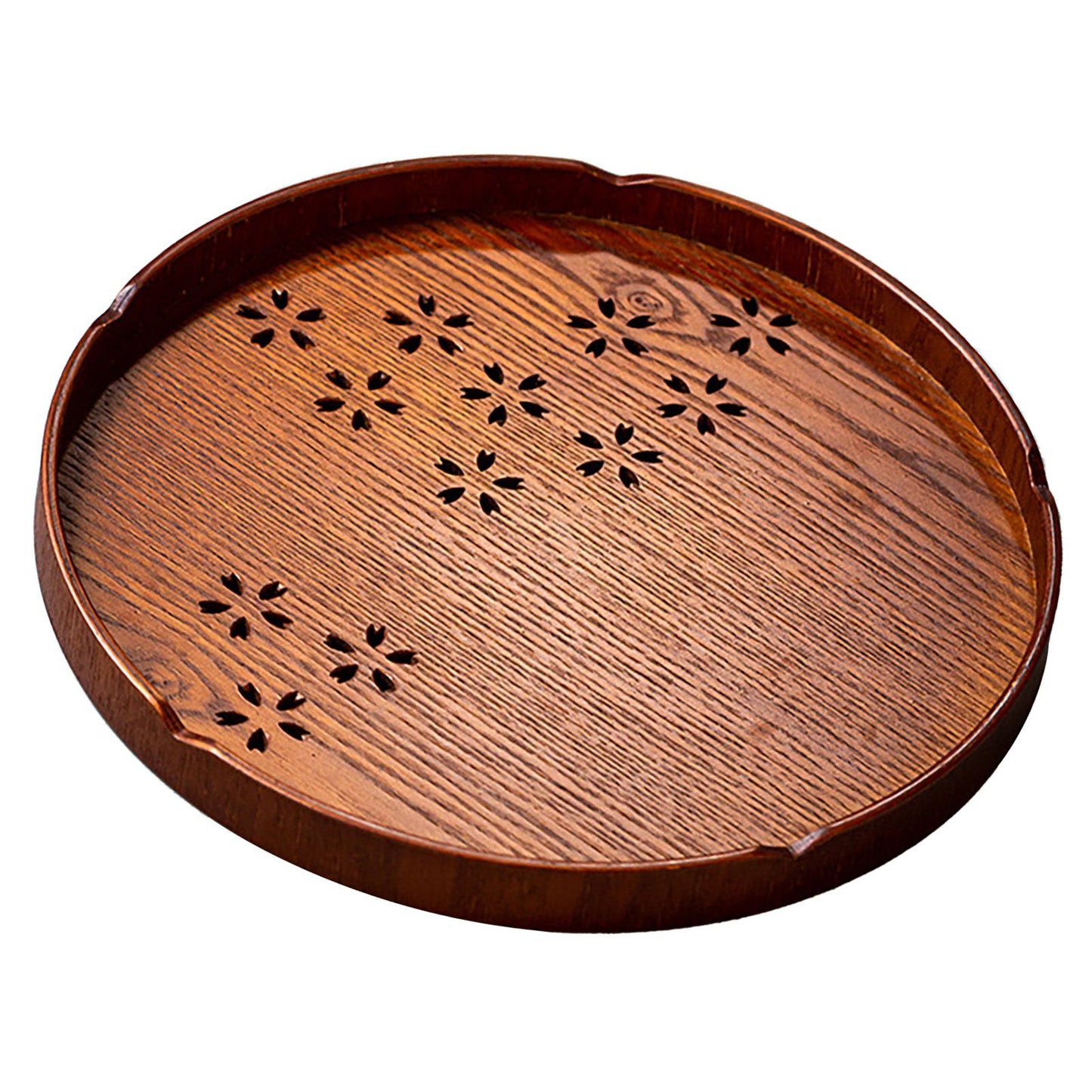 Tea Tray Cherry Blossom Pattern Wooden Tea Plate Green Tea Baking Serving Plate for Home Tea House Round V1294-YM0512-3118220274611