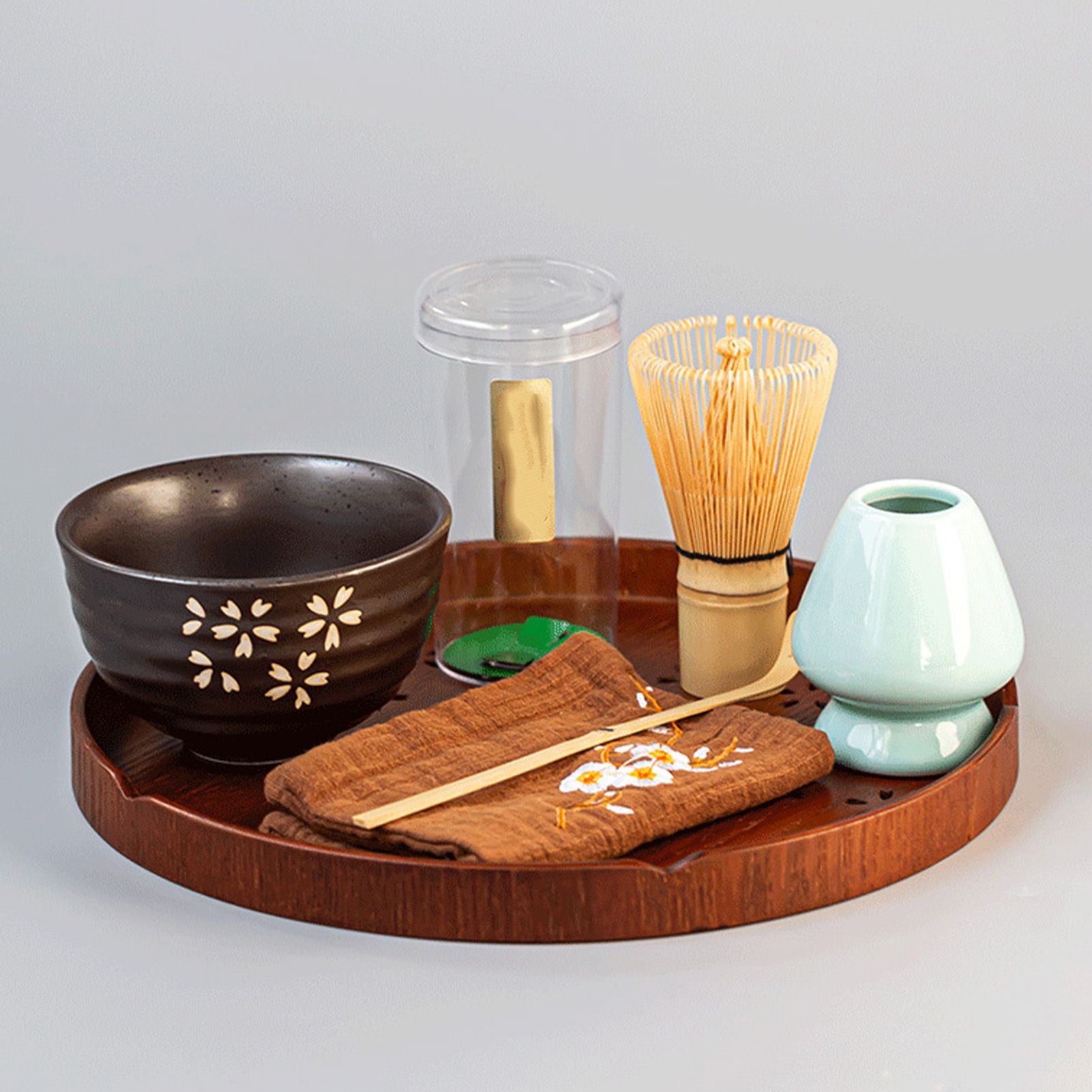 Tea Tray Cherry Blossom Pattern Wooden Tea Plate Green Tea Baking Serving Plate for Home Tea House Round V1294-YM0512-3118220274611