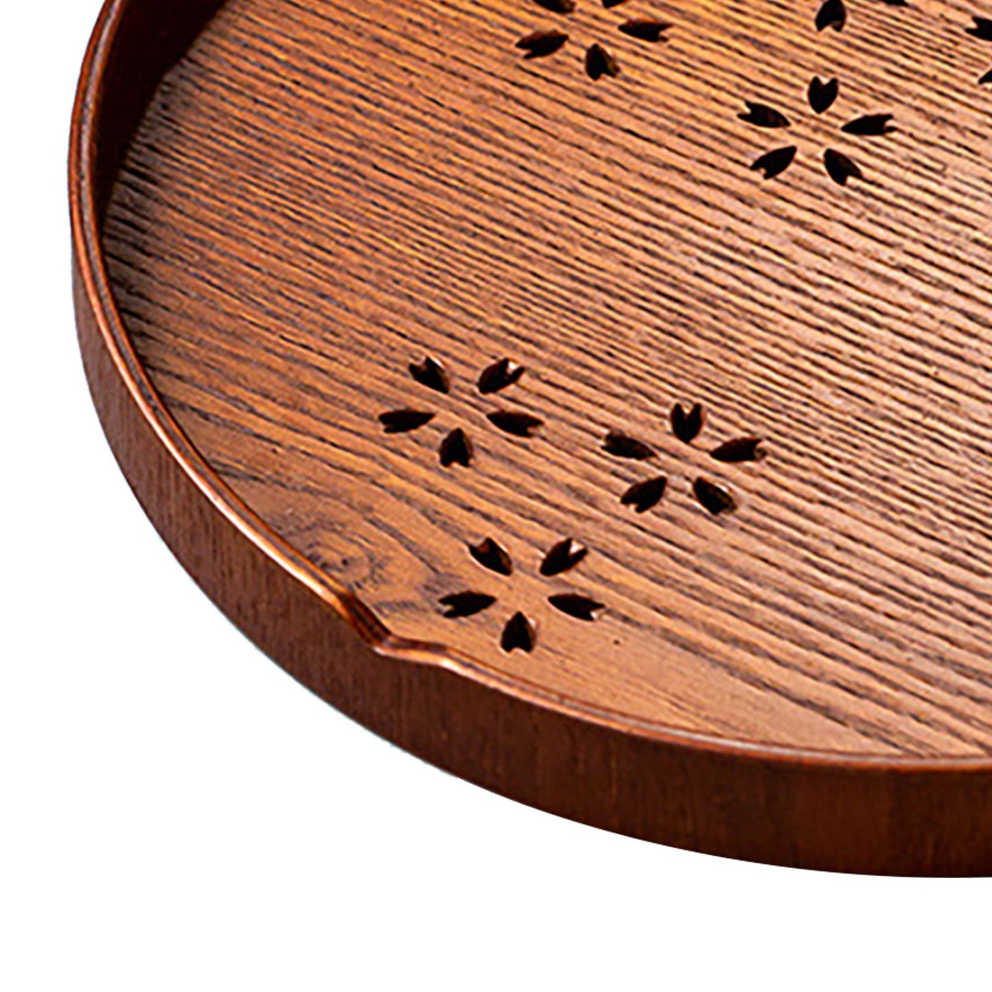 Tea Tray Cherry Blossom Pattern Wooden Tea Plate Green Tea Baking Serving Plate for Home Tea House Round V1294-YM0512-3118220274611