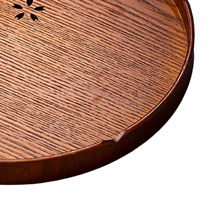 Tea Tray Cherry Blossom Pattern Wooden Tea Plate Green Tea Baking Serving Plate for Home Tea House Round V1294-YM0512-3118220274611