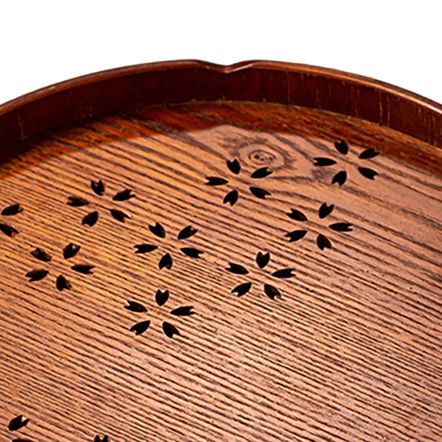 Tea Tray Cherry Blossom Pattern Wooden Tea Plate Green Tea Baking Serving Plate for Home Tea House Round V1294-YM0512-3118220274611