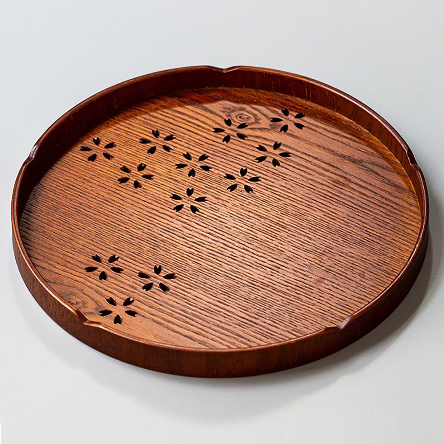 Tea Tray Cherry Blossom Pattern Wooden Tea Plate Green Tea Baking Serving Plate for Home Tea House Round V1294-YM0512-3118220274611