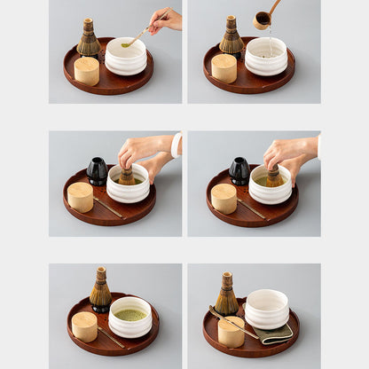 Tea Tray Cherry Blossom Pattern Wooden Tea Plate Green Tea Baking Serving Plate for Home Tea House Round V1294-YM0512-3118220274611
