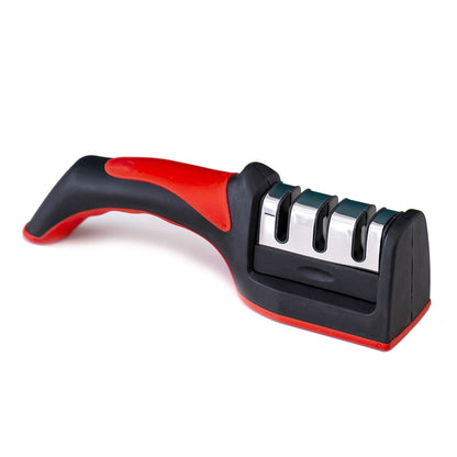 Handheld Knife Sharpening Tool 3 Segments Red and Black Multipurpose Knife Sharpener for Kitchen V1294-YM0512-3118220275011