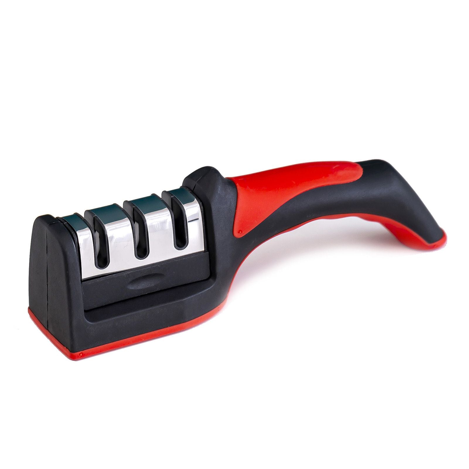 Handheld Knife Sharpening Tool 3 Segments Red and Black Multipurpose Knife Sharpener for Kitchen V1294-YM0512-3118220275011
