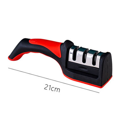 Handheld Knife Sharpening Tool 3 Segments Red and Black Multipurpose Knife Sharpener for Kitchen V1294-YM0512-3118220275011