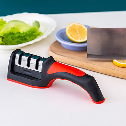 Handheld Knife Sharpening Tool 3 Segments Red and Black Multipurpose Knife Sharpener for Kitchen V1294-YM0512-3118220275011