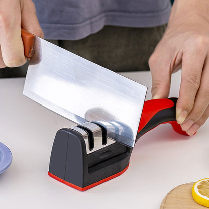 Handheld Knife Sharpening Tool 3 Segments Red and Black Multipurpose Knife Sharpener for Kitchen V1294-YM0512-3118220275011