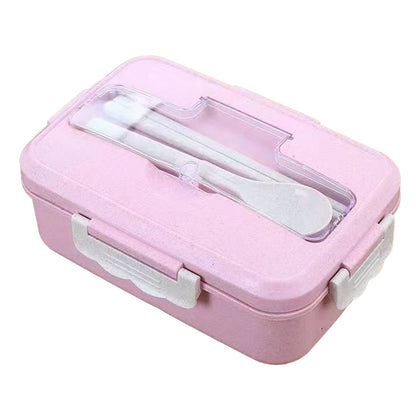 Lunch Box Multi Compartments Environmentally Friendly Portable Bento Box for Student Home School Office Pink V1294-YM0512-3118220275111