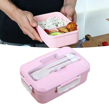 Lunch Box Multi Compartments Environmentally Friendly Portable Bento Box for Student Home School Office Pink V1294-YM0512-3118220275111