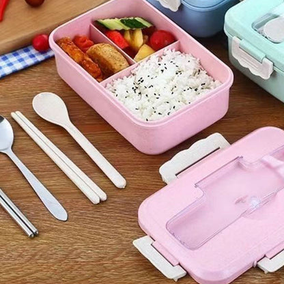 Lunch Box Multi Compartments Environmentally Friendly Portable Bento Box for Student Home School Office Pink V1294-YM0512-3118220275111