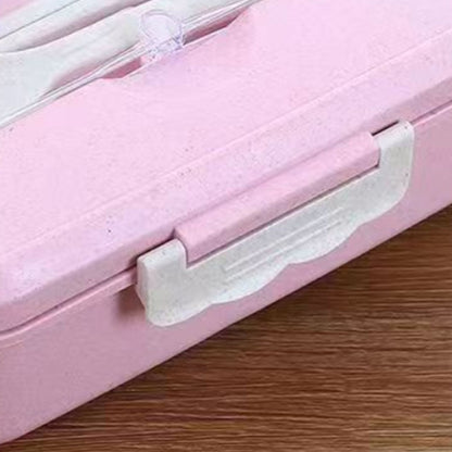 Lunch Box Multi Compartments Environmentally Friendly Portable Bento Box for Student Home School Office Pink V1294-YM0512-3118220275111