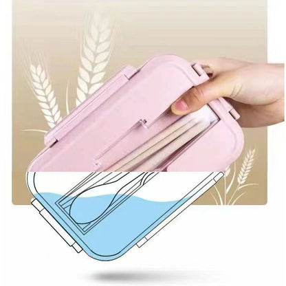 Lunch Box Multi Compartments Environmentally Friendly Portable Bento Box for Student Home School Office Pink V1294-YM0512-3118220275111