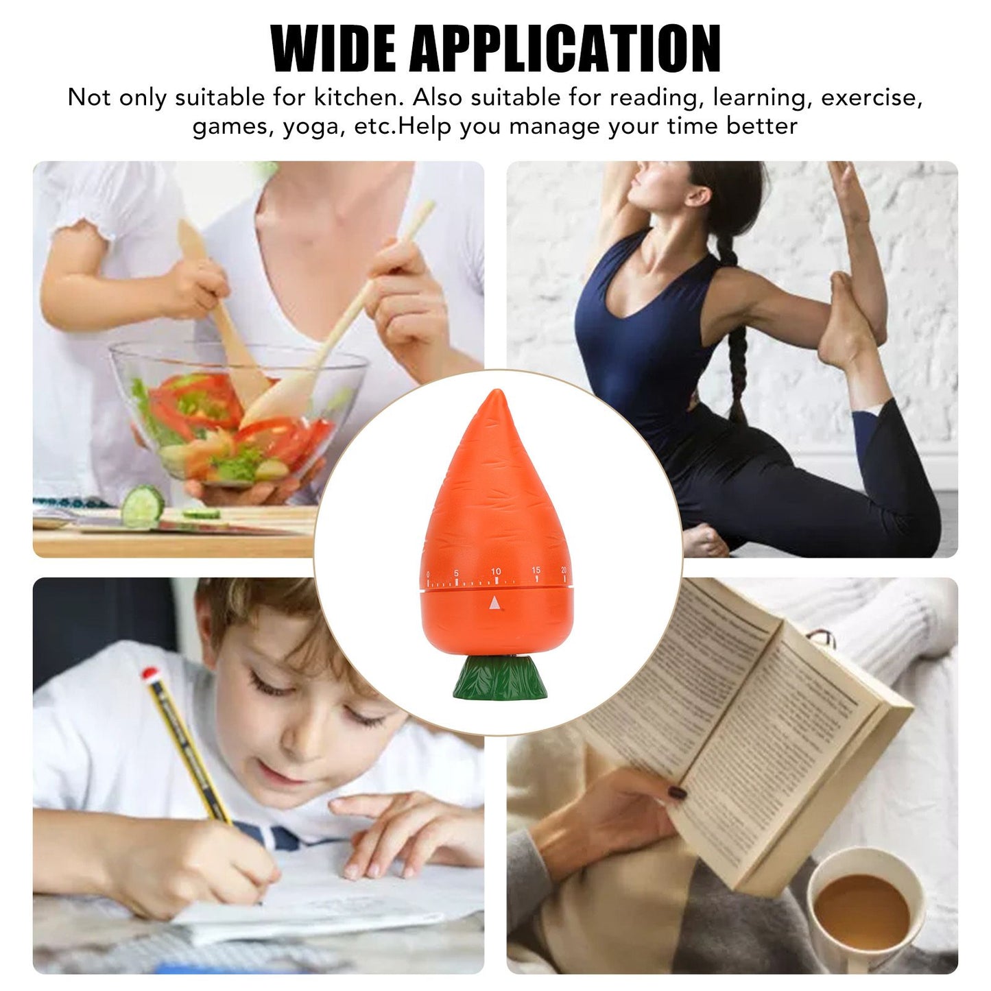 Cooking Timer Cute Carrot Shape Mechanical Timer for Kitchen Reading Studying Exercise V1294-YM0512-3118220275211