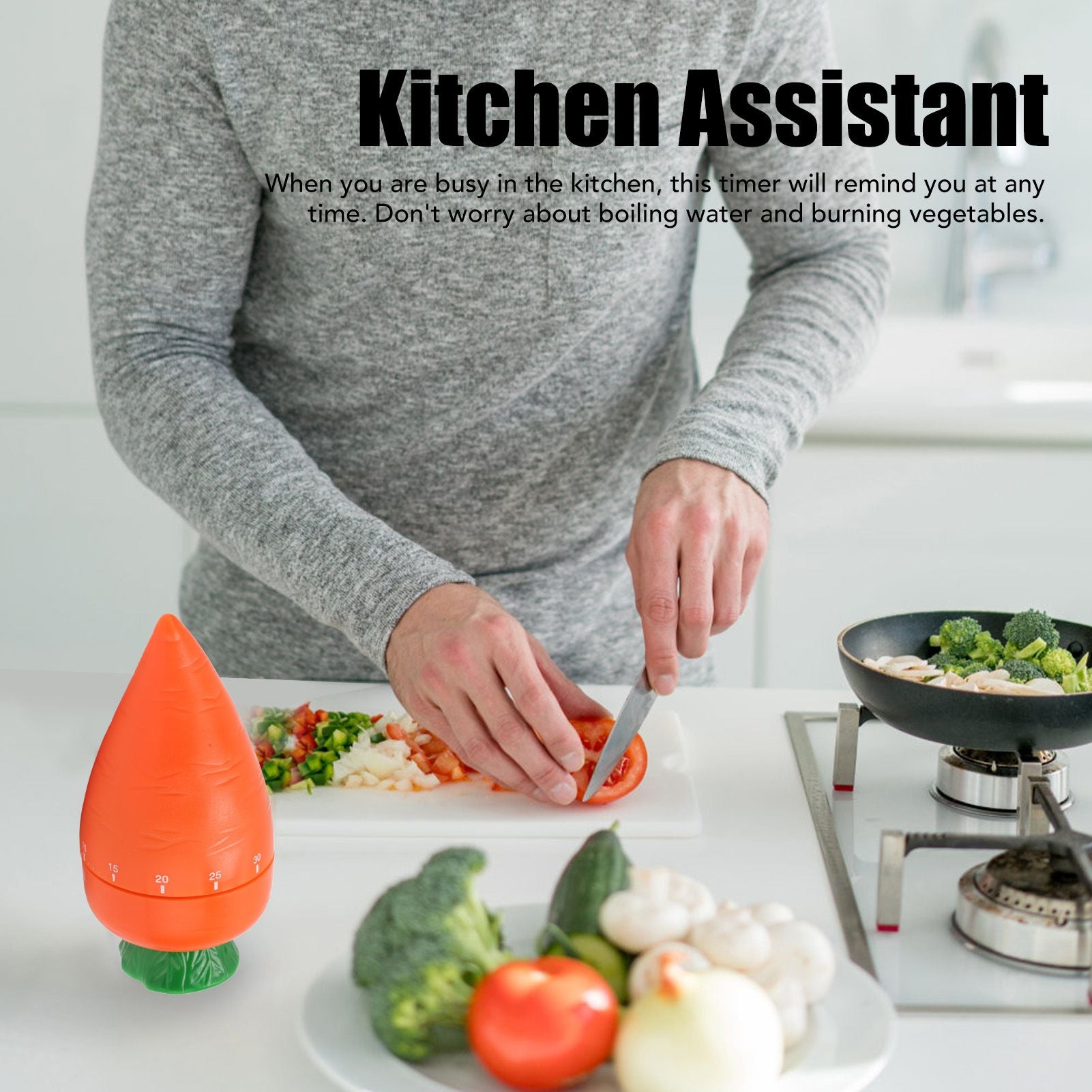 Cooking Timer Cute Carrot Shape Mechanical Timer for Kitchen Reading Studying Exercise V1294-YM0512-3118220275211