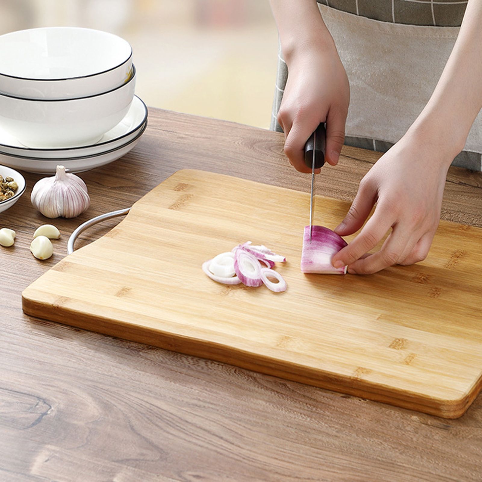 Chopping Board Thickened Bamboo Stable Sturdy Anti Crack Easy To Clean Kitchen Cutting Board with Hanging Hole V1294-YM0512-3118220275611