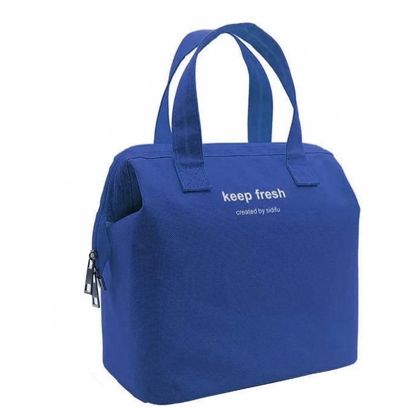 Insulated Lunch Bag Solid Color Oxford Cloth Waterproof Metal Zipper Portable Lunchbox for Commuting Royalblue V1294-YM0512-3118220275811