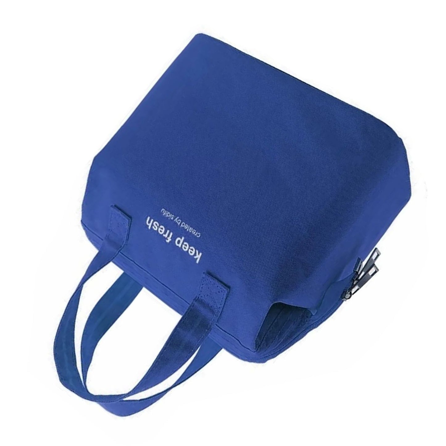 Insulated Lunch Bag Solid Color Oxford Cloth Waterproof Metal Zipper Portable Lunchbox for Commuting Royalblue V1294-YM0512-3118220275811