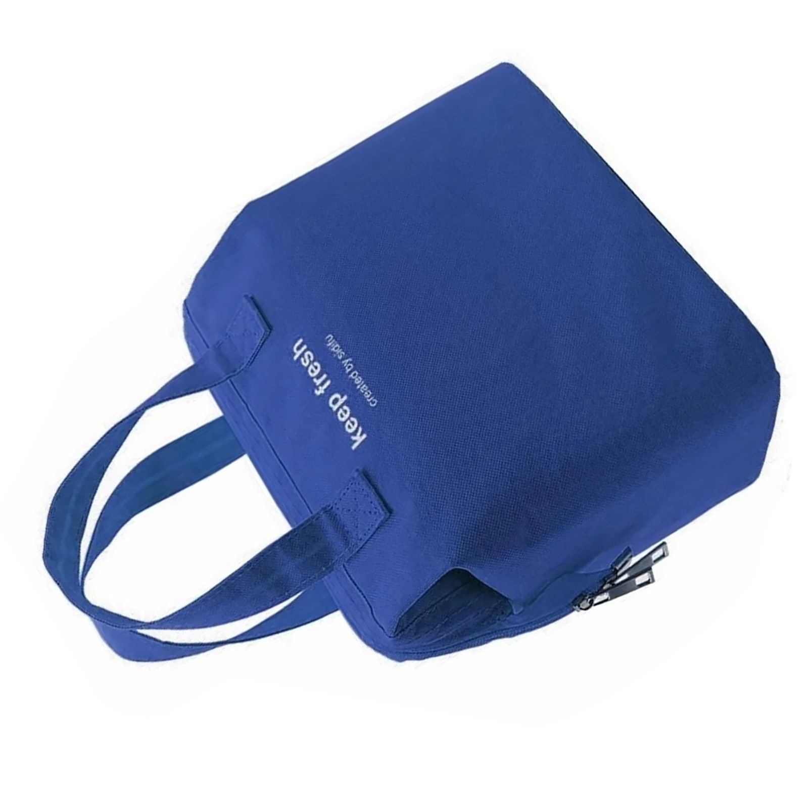 Insulated Lunch Bag Solid Color Oxford Cloth Waterproof Metal Zipper Portable Lunchbox for Commuting Royalblue V1294-YM0512-3118220275811
