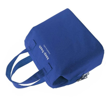 Insulated Lunch Bag Solid Color Oxford Cloth Waterproof Metal Zipper Portable Lunchbox for Commuting Royalblue V1294-YM0512-3118220275811