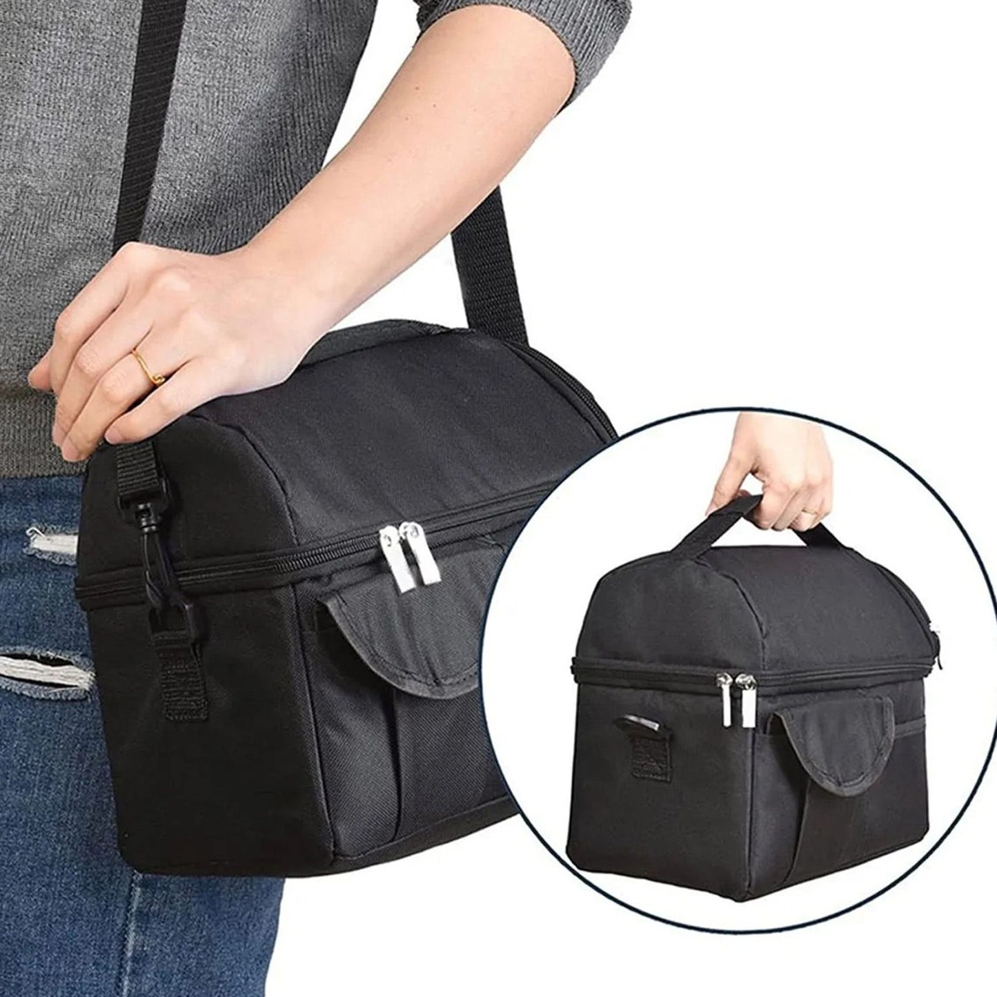 Cooler Bags Insulated Double Layer Large Capacity Oxford Cloth Washable Foldable Heat Insulation Lunch Bag V1294-YM0512-3118220276011