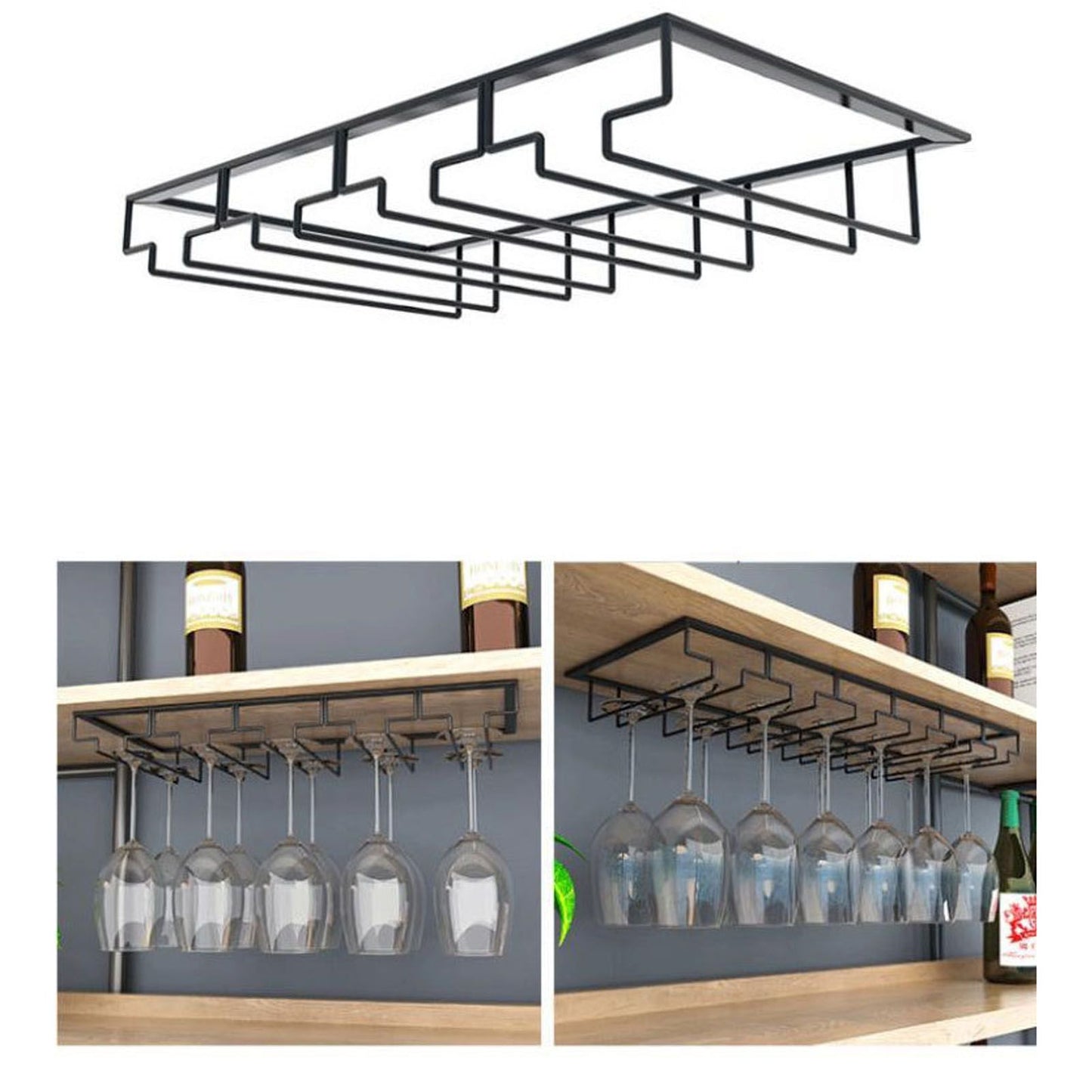 Stemware Holder Black 4 Slot Iron Wire Assembled Design Corrosion Resistant Easy Cleaning Glasses Storage V1294-YM0512-3118220276111