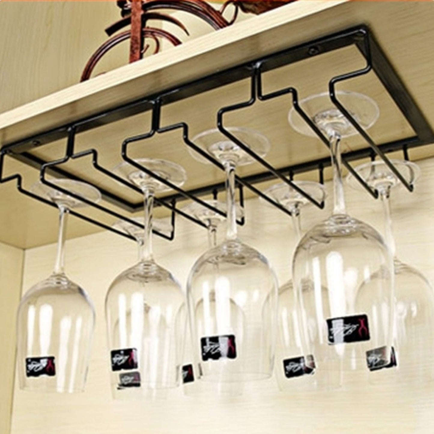 Stemware Holder Black 4 Slot Iron Wire Assembled Design Corrosion Resistant Easy Cleaning Glasses Storage V1294-YM0512-3118220276111
