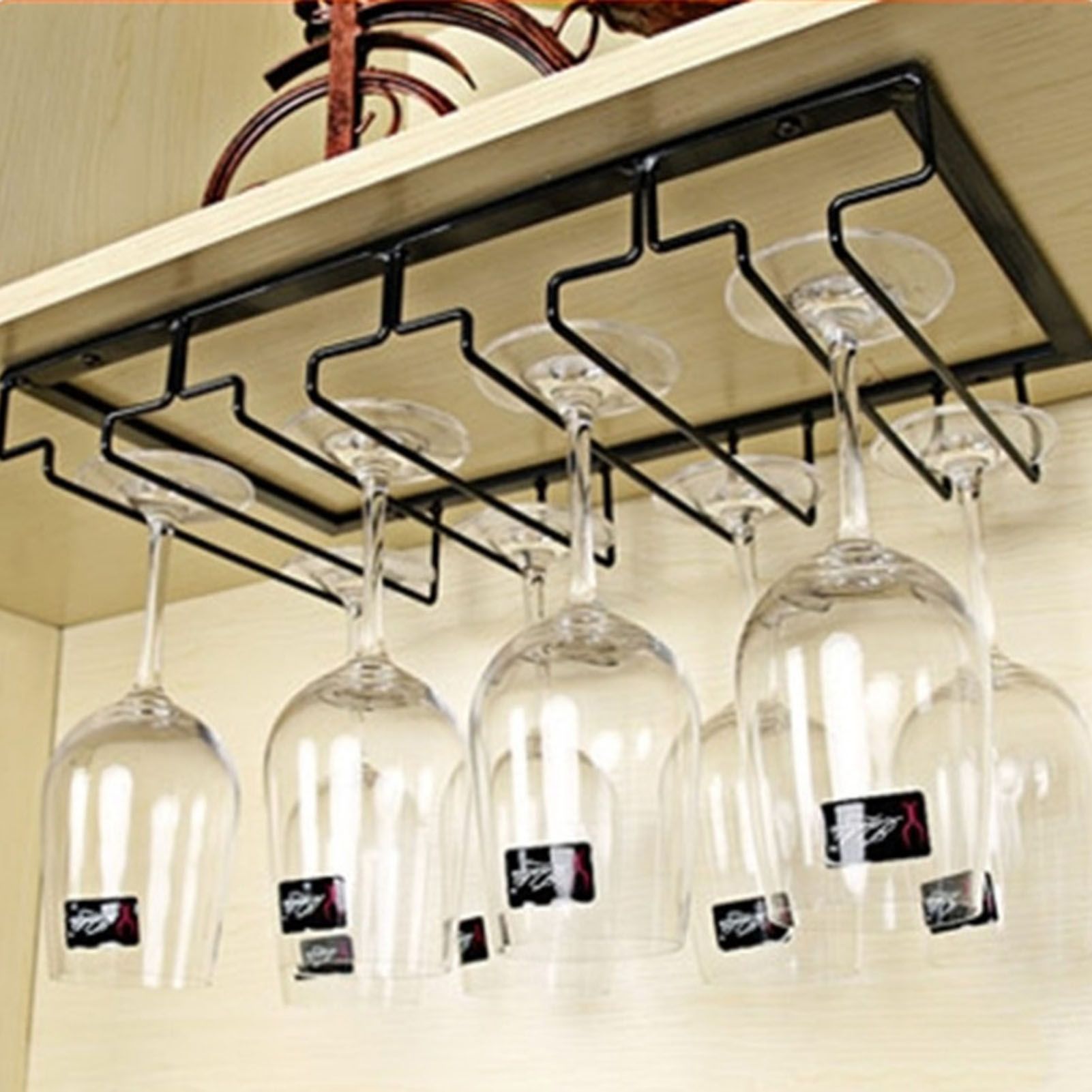 Stemware Holder Black 4 Slot Iron Wire Assembled Design Corrosion Resistant Easy Cleaning Glasses Storage V1294-YM0512-3118220276111