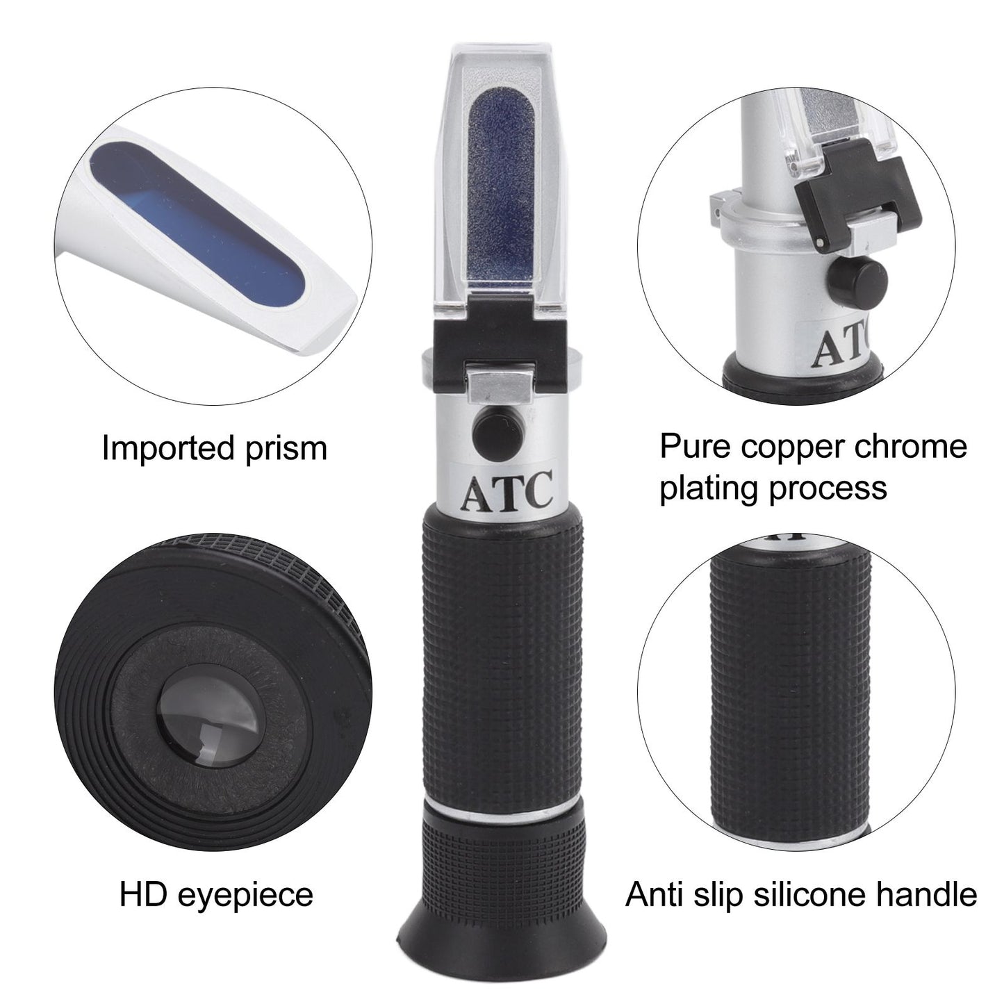 Brix Refractometer 3 in 1 Handheld Measure Sugar Content in Grape Wine Juice Alcohol Meter with ATC for V1294-YM0512-3118220276511