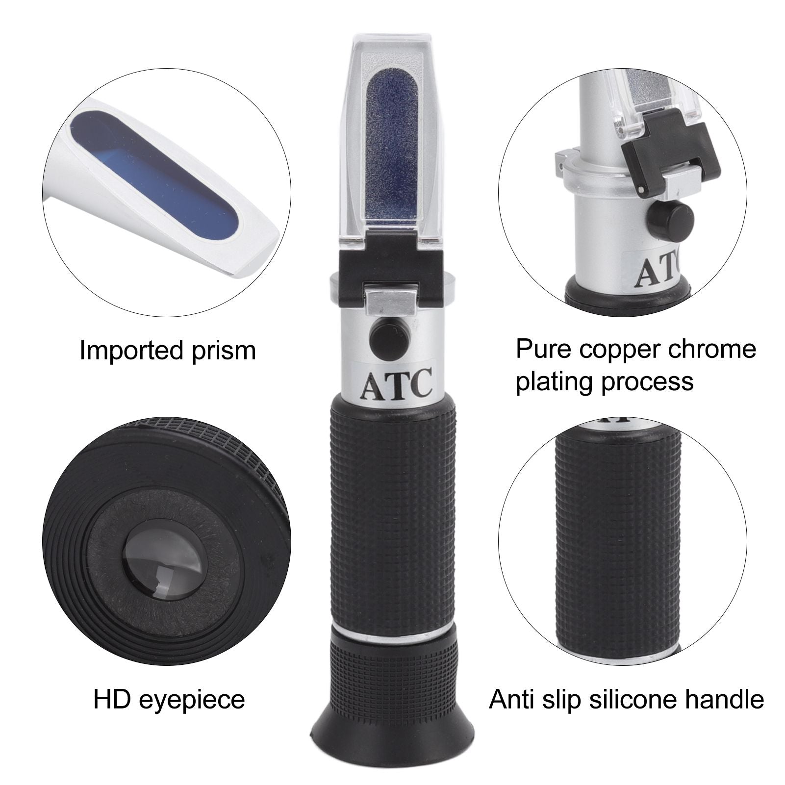 Brix Refractometer 3 in 1 Handheld Measure Sugar Content in Grape Wine Juice Alcohol Meter with ATC for V1294-YM0512-3118220276511