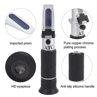 Brix Refractometer 3 in 1 Handheld Measure Sugar Content in Grape Wine Juice Alcohol Meter with ATC for V1294-YM0512-3118220276511