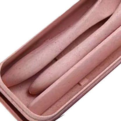 Wheat Straw Cutlery Set Modern Portable Fork Spoon Knife Tableware with Box for Office School Picnic Pink V1294-YM0512-3118220277311