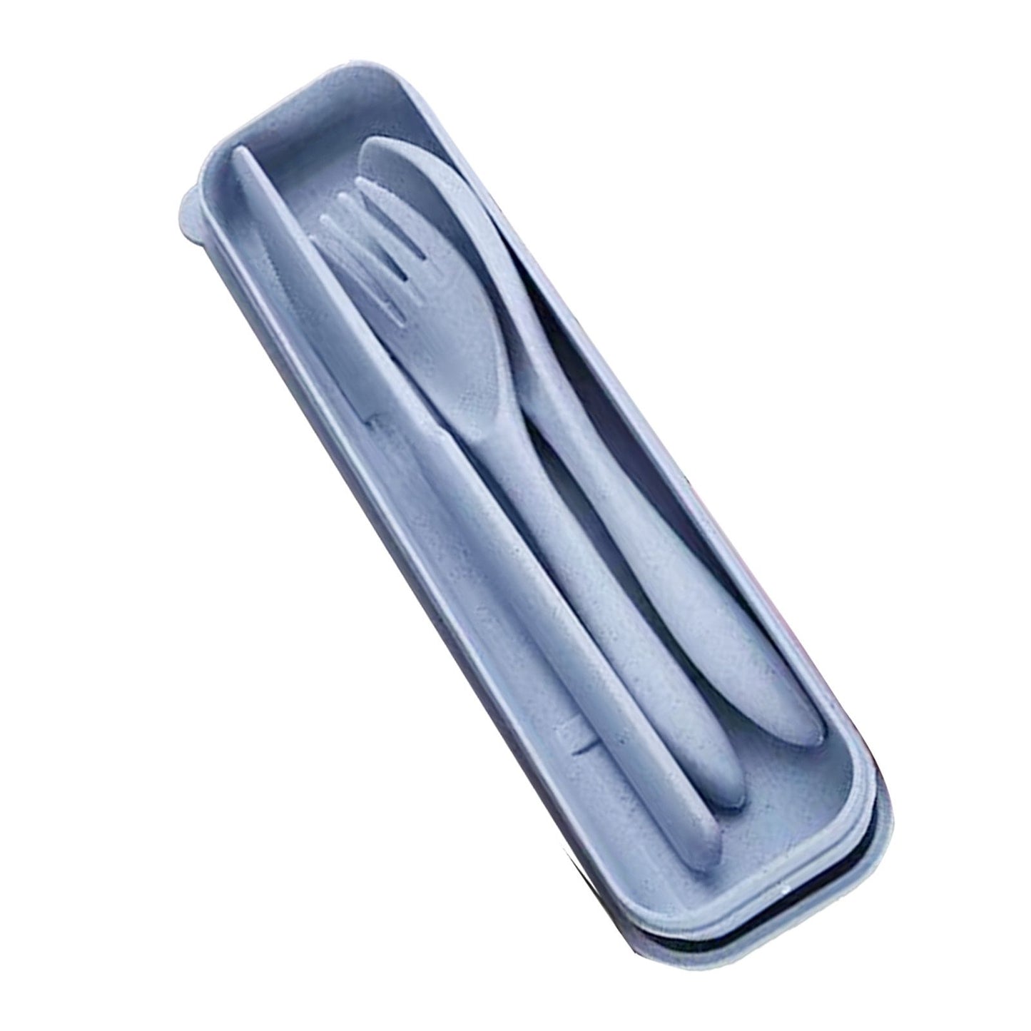 Wheat Straw Cutlery Set Modern Portable Fork Spoon Knife Tableware with Box for Office School Picnic Blue V1294-YM0512-3118220277312