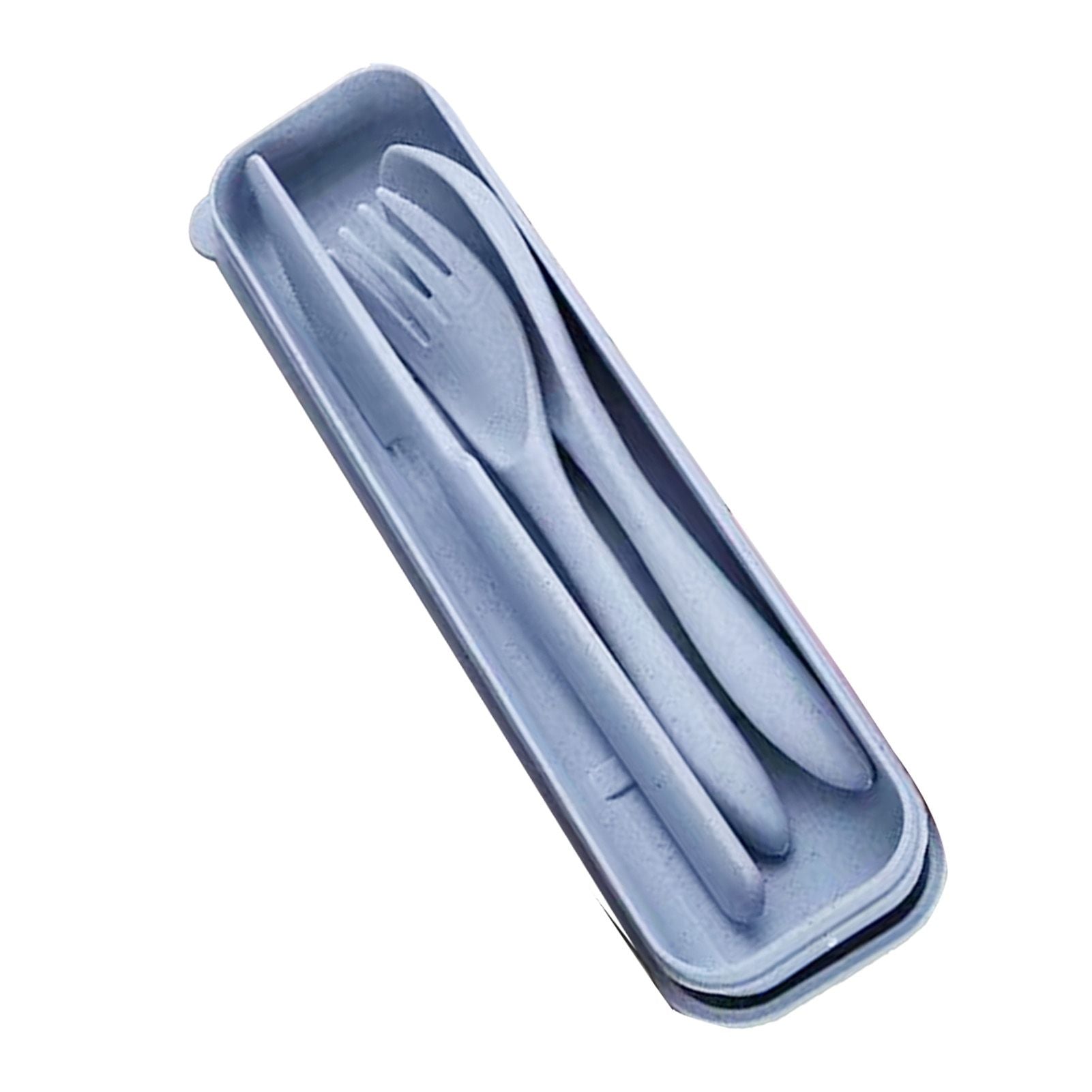 Wheat Straw Cutlery Set Modern Portable Fork Spoon Knife Tableware with Box for Office School Picnic Blue V1294-YM0512-3118220277312