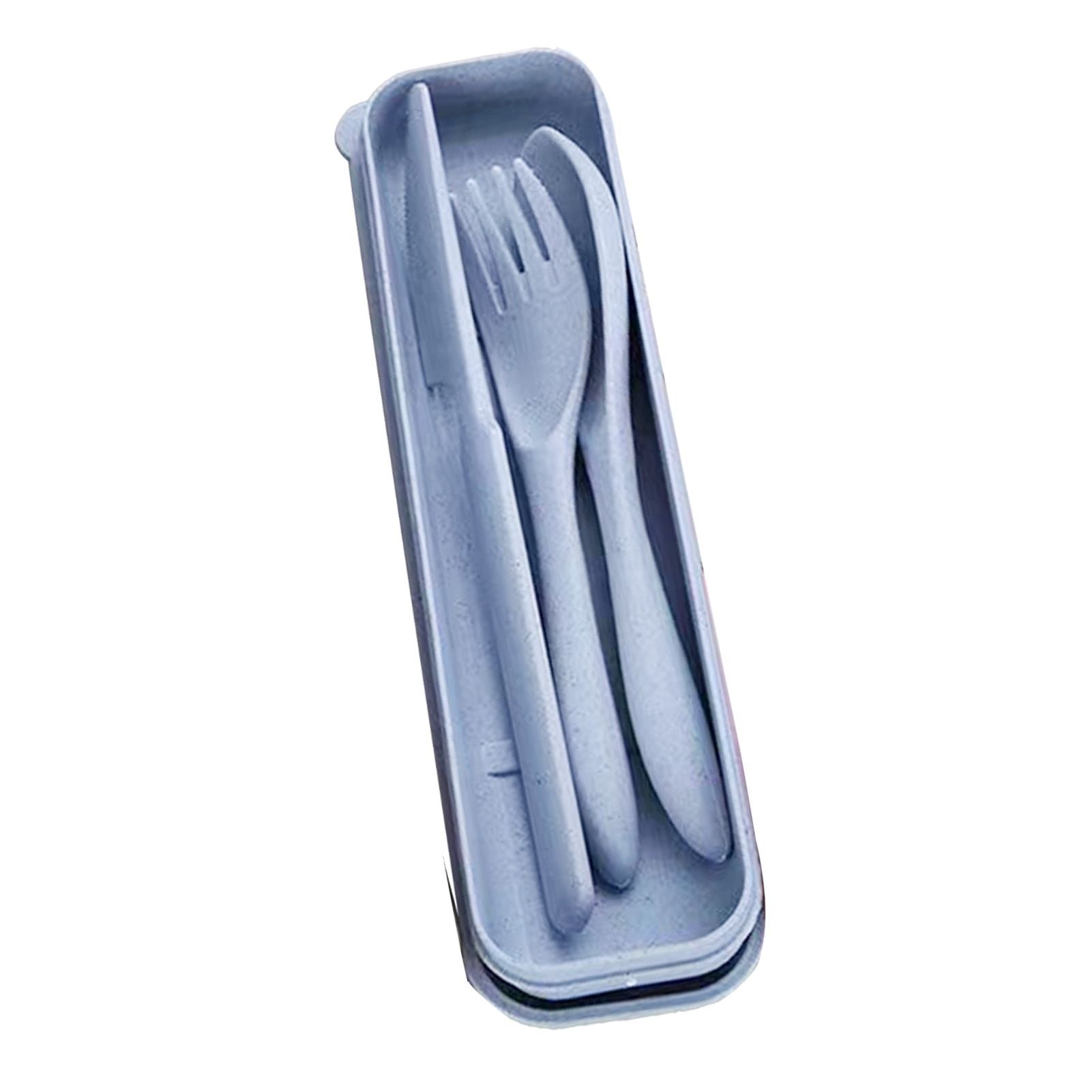 Wheat Straw Cutlery Set Modern Portable Fork Spoon Knife Tableware with Box for Office School Picnic Blue V1294-YM0512-3118220277312