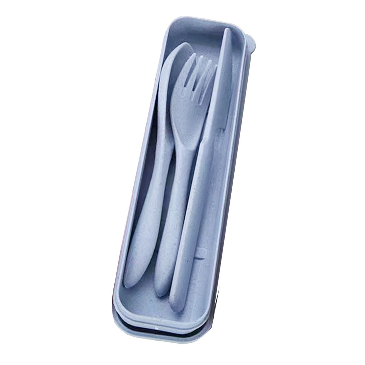 Wheat Straw Cutlery Set Modern Portable Fork Spoon Knife Tableware with Box for Office School Picnic Blue V1294-YM0512-3118220277312